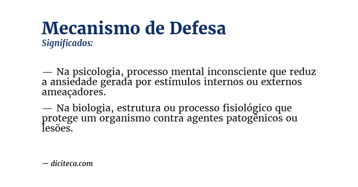 Significado de mecanismo de defesa