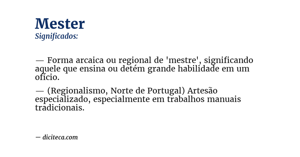 Significado de mester