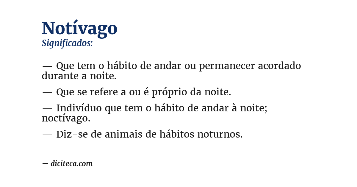 Significado de notívago