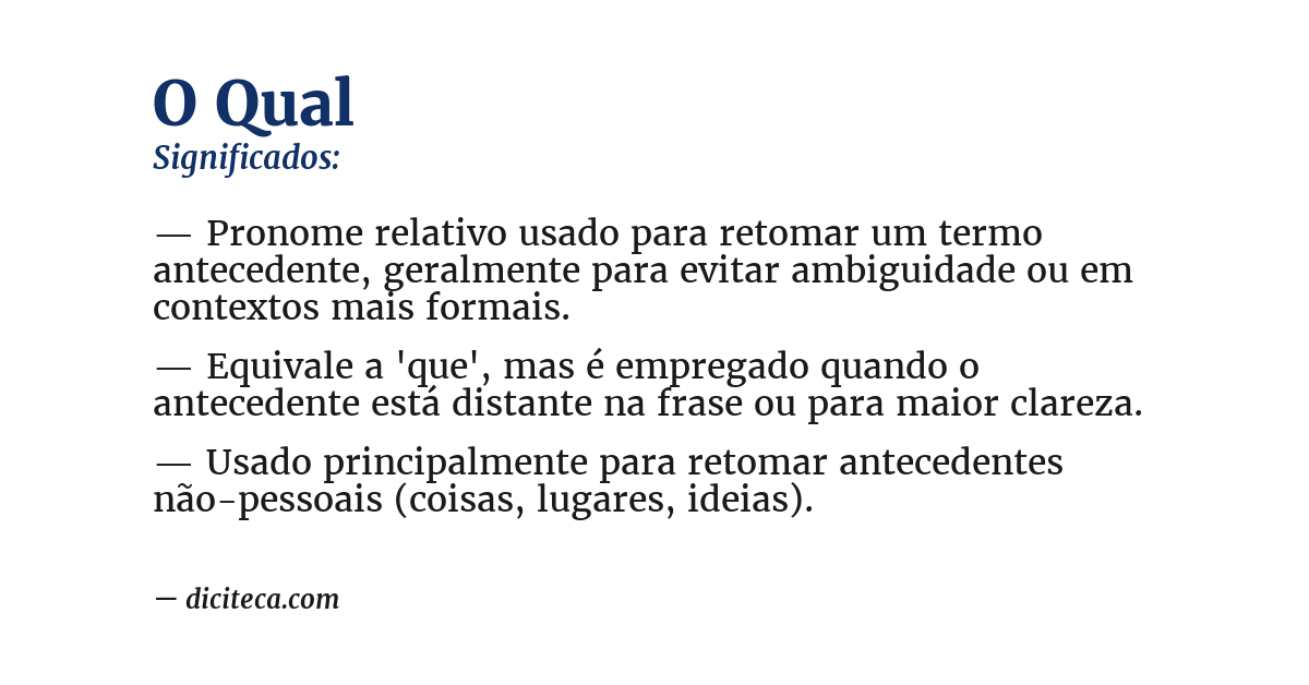 Significado de o qual