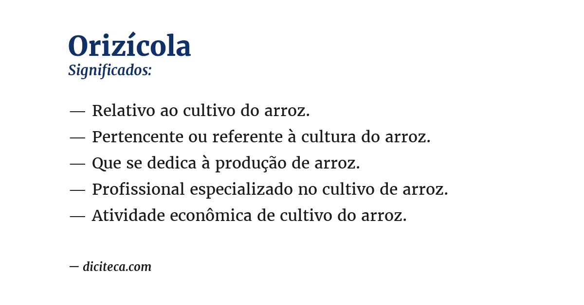Significado de orizícola