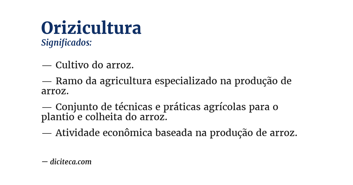 Significado de orizicultura