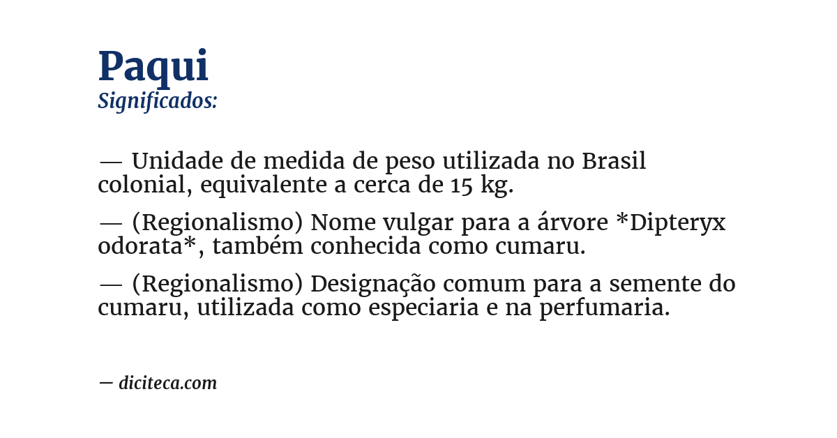 Significado de paqui