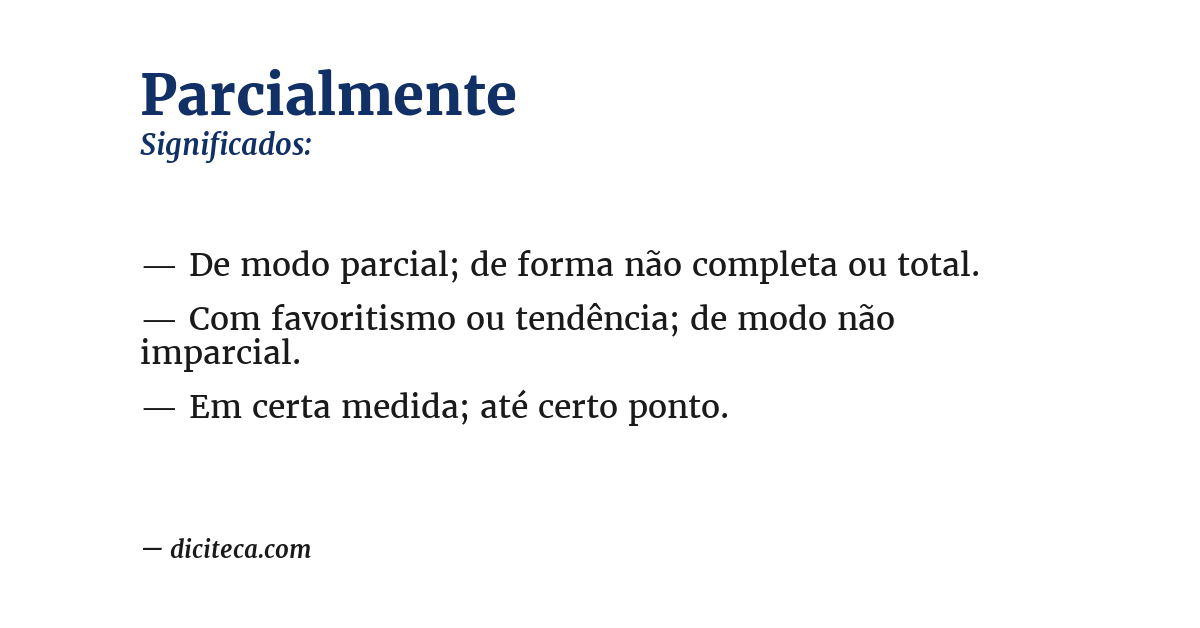 Significado de parcialmente