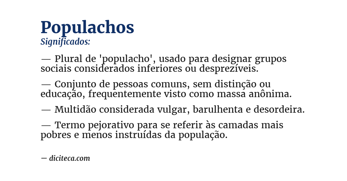 Significado de populachos