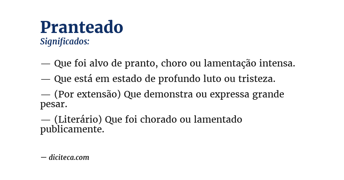 Significado de pranteado