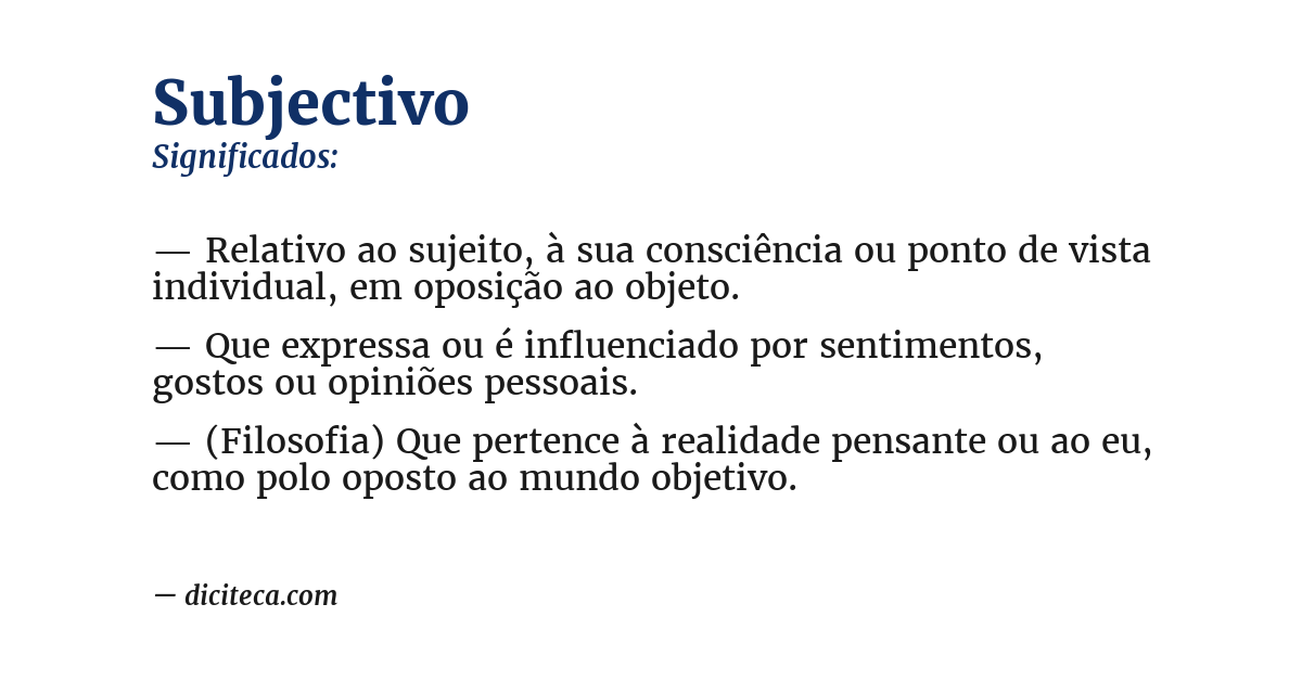 Significado de subjectivo