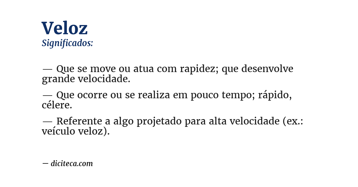 Significado de veloz