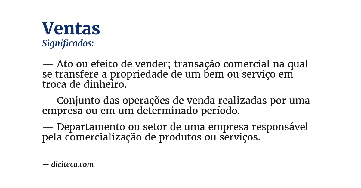 Significado de ventas