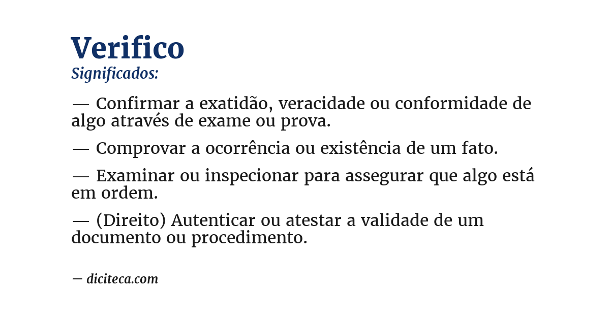 Significado de verifico