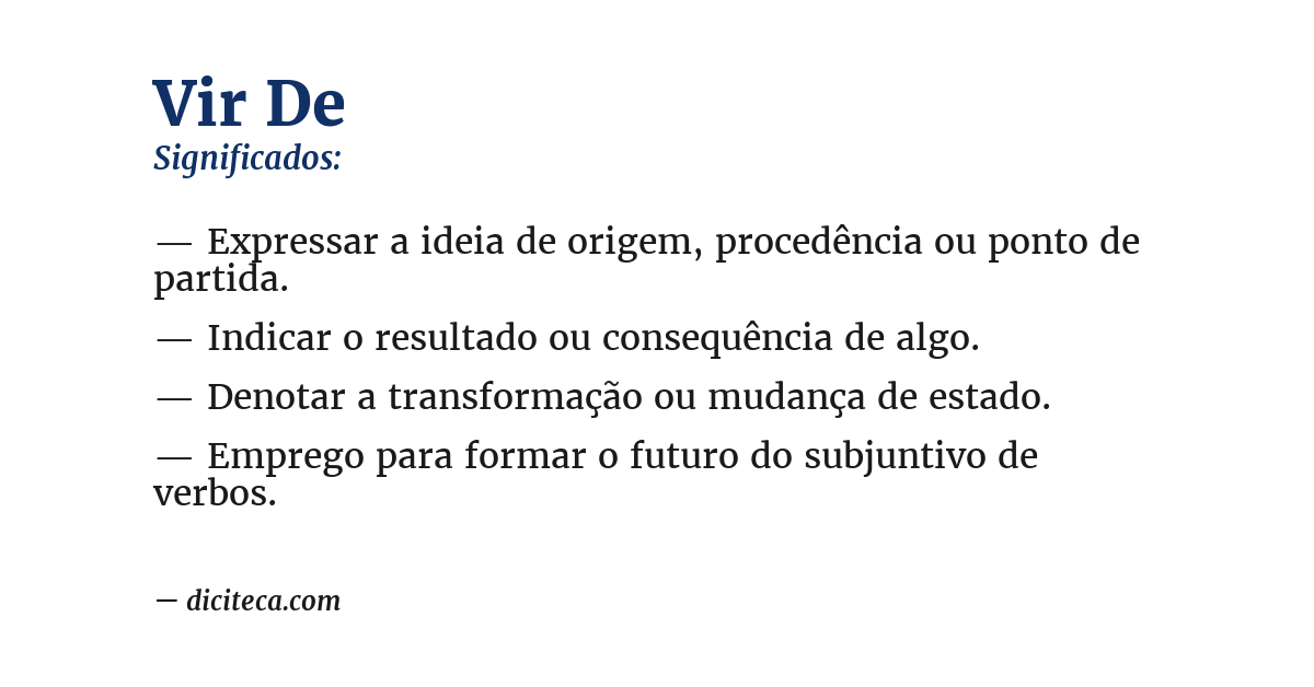 Significado de vir de