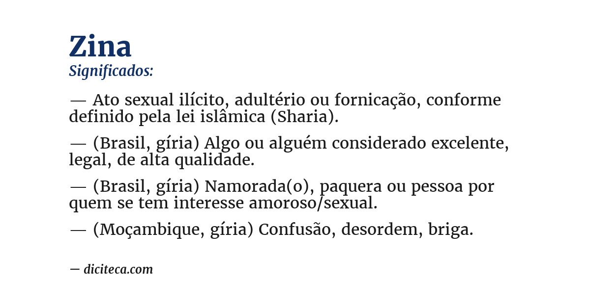 Significado de zina