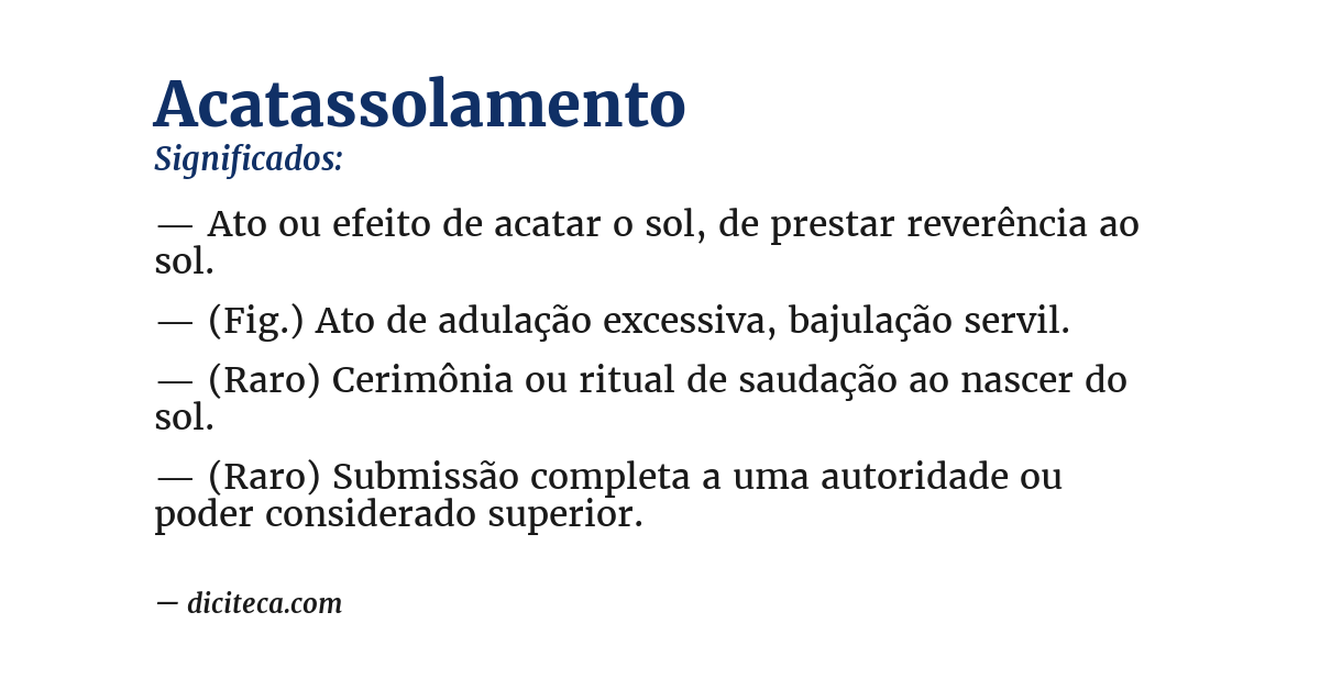 Significado de acatassolamento