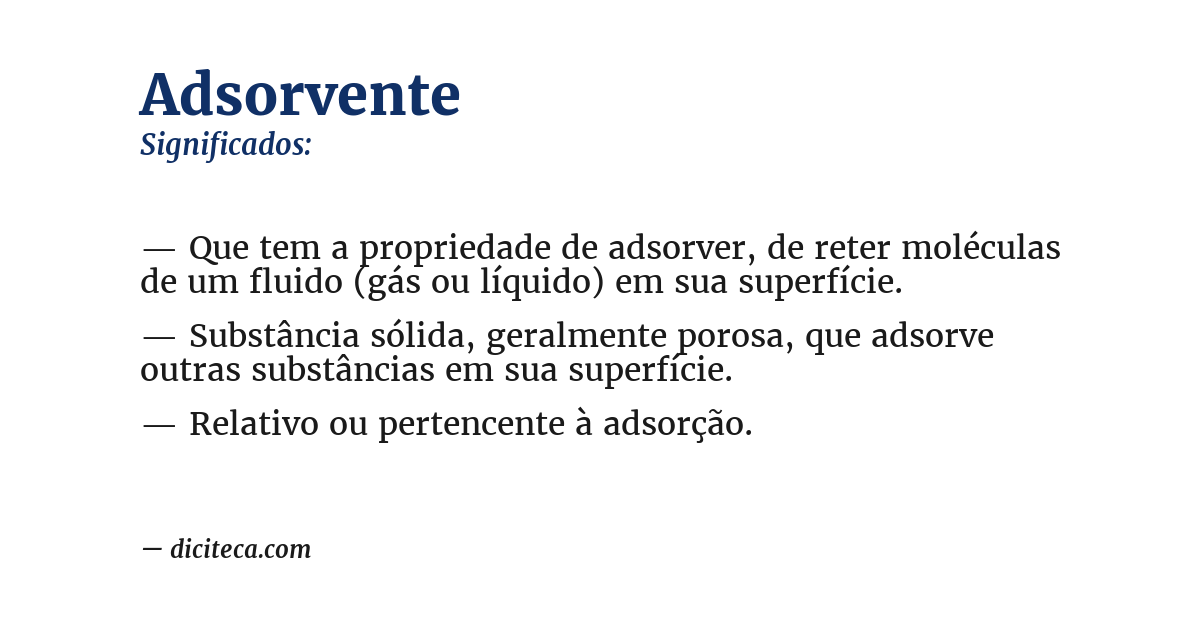 Significado de adsorvente