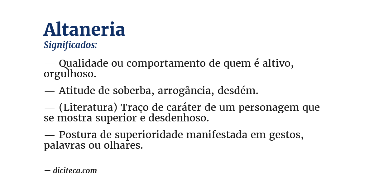Significado de altaneria