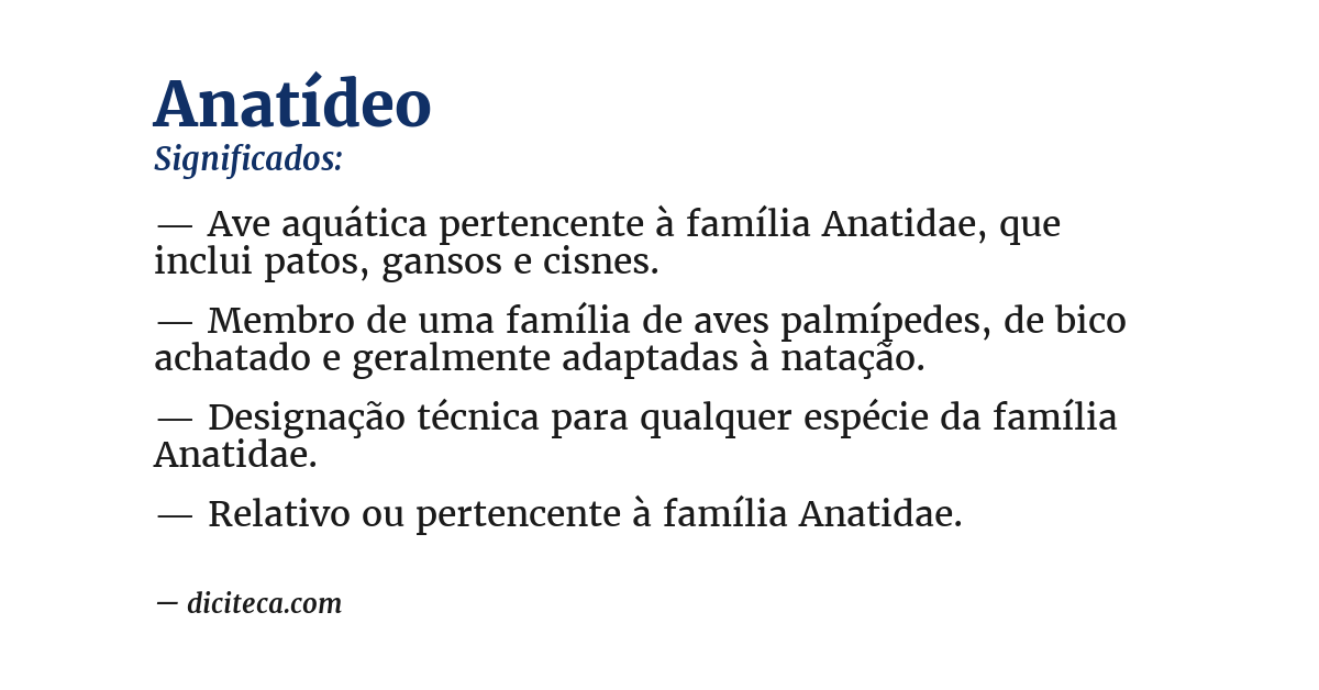 Significado de anatídeo