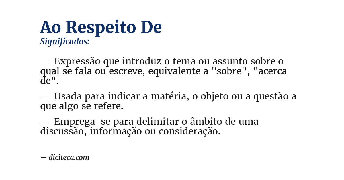 Significado de ao respeito de