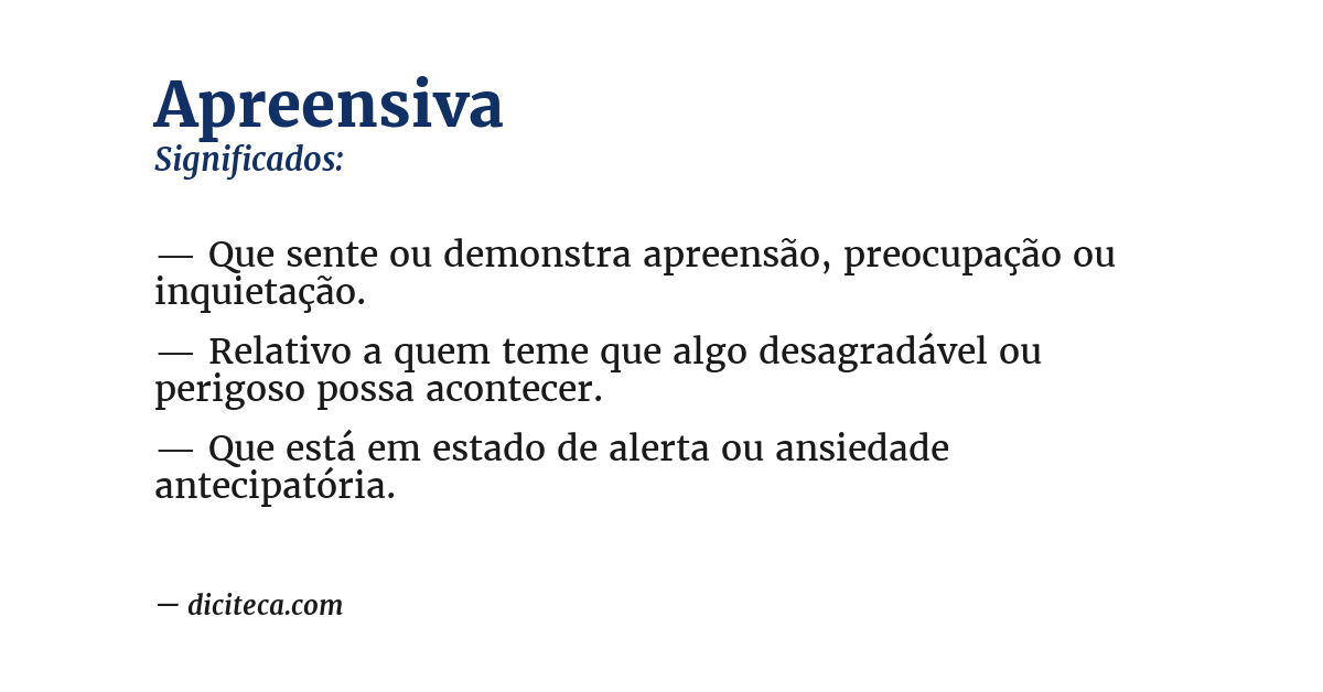 Significado de apreensiva
