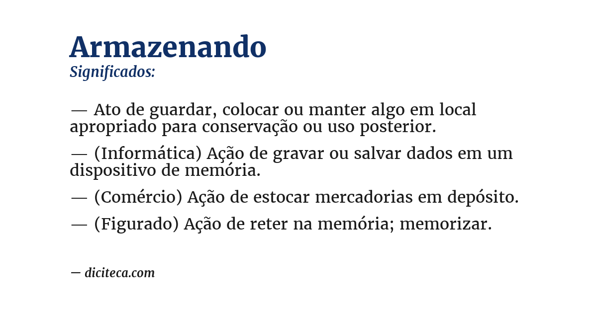 Significado de armazenando