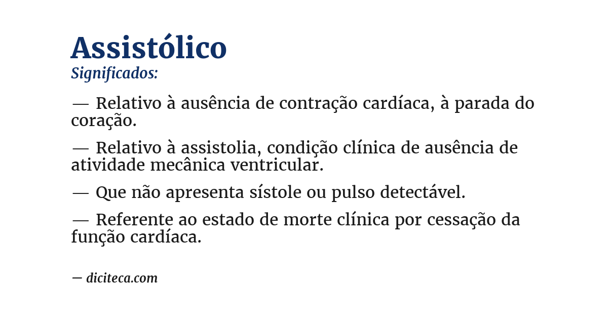 Significado de assistólico