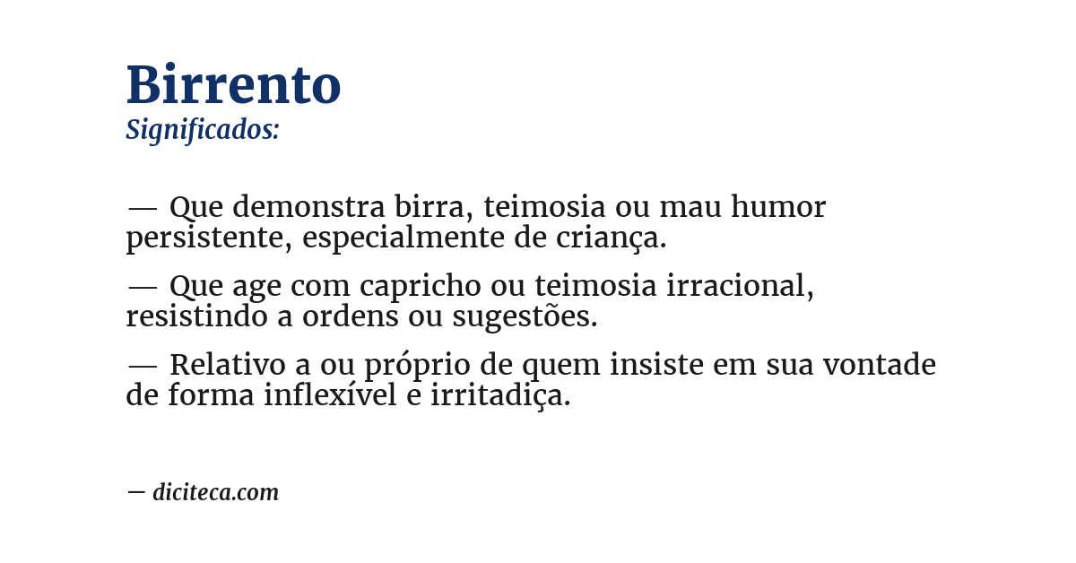 Significado de birrento