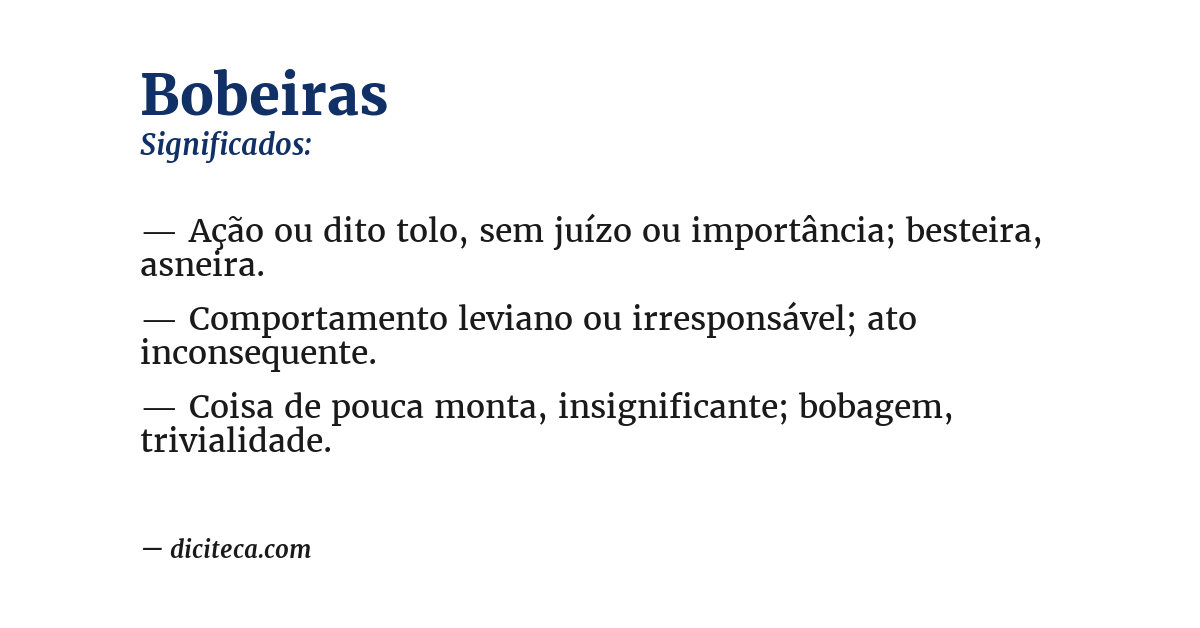 Significado de bobeiras