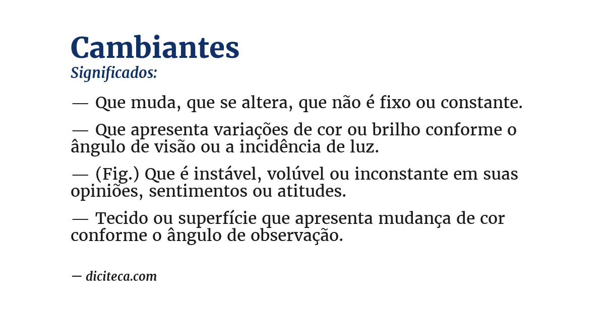 Significado de cambiantes