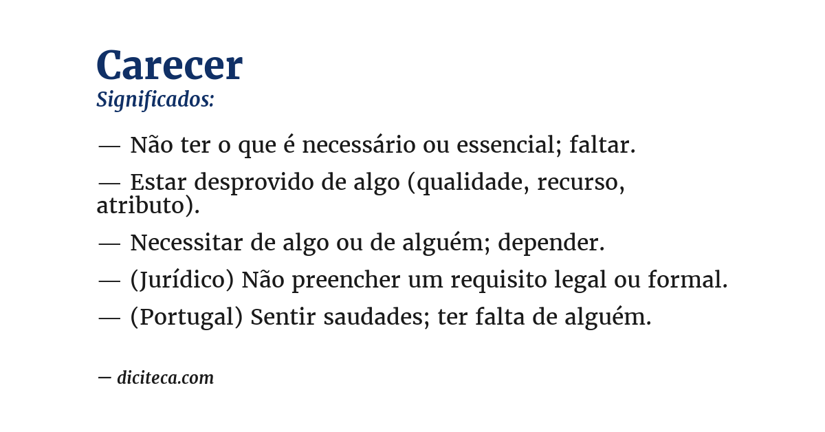 Significado de carecer