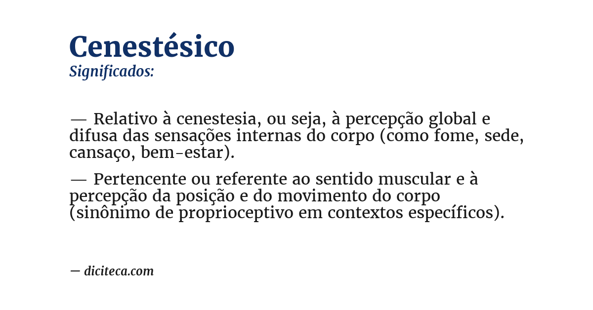 Significado de cenestésico
