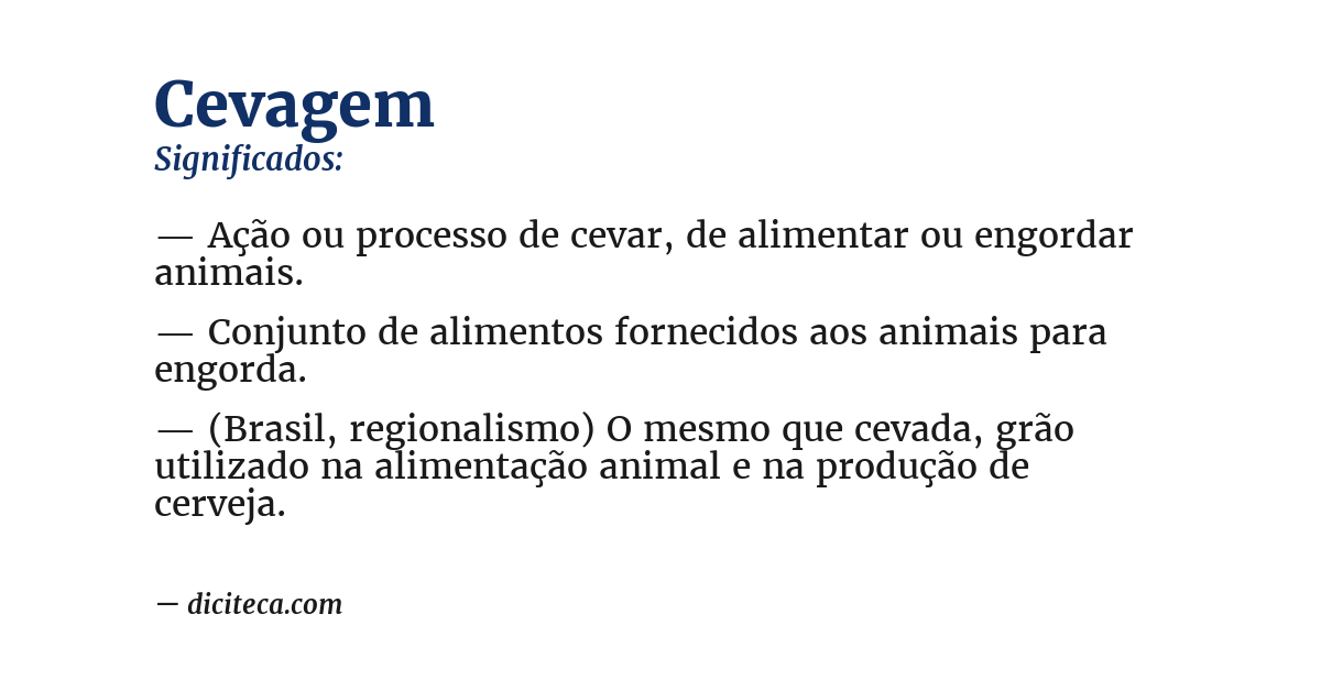Significado de cevagem