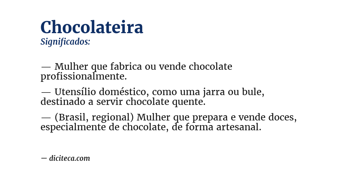Significado de chocolateira