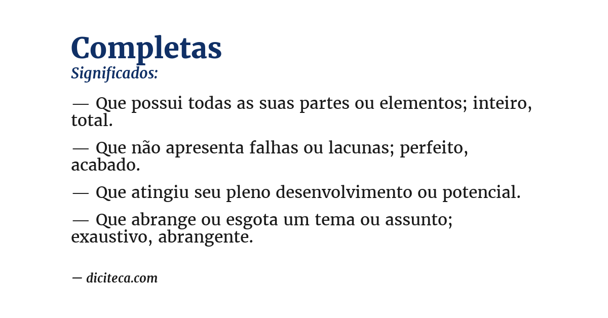 Significado de completas