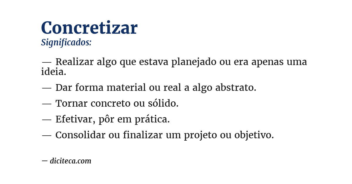Significado de concretizar