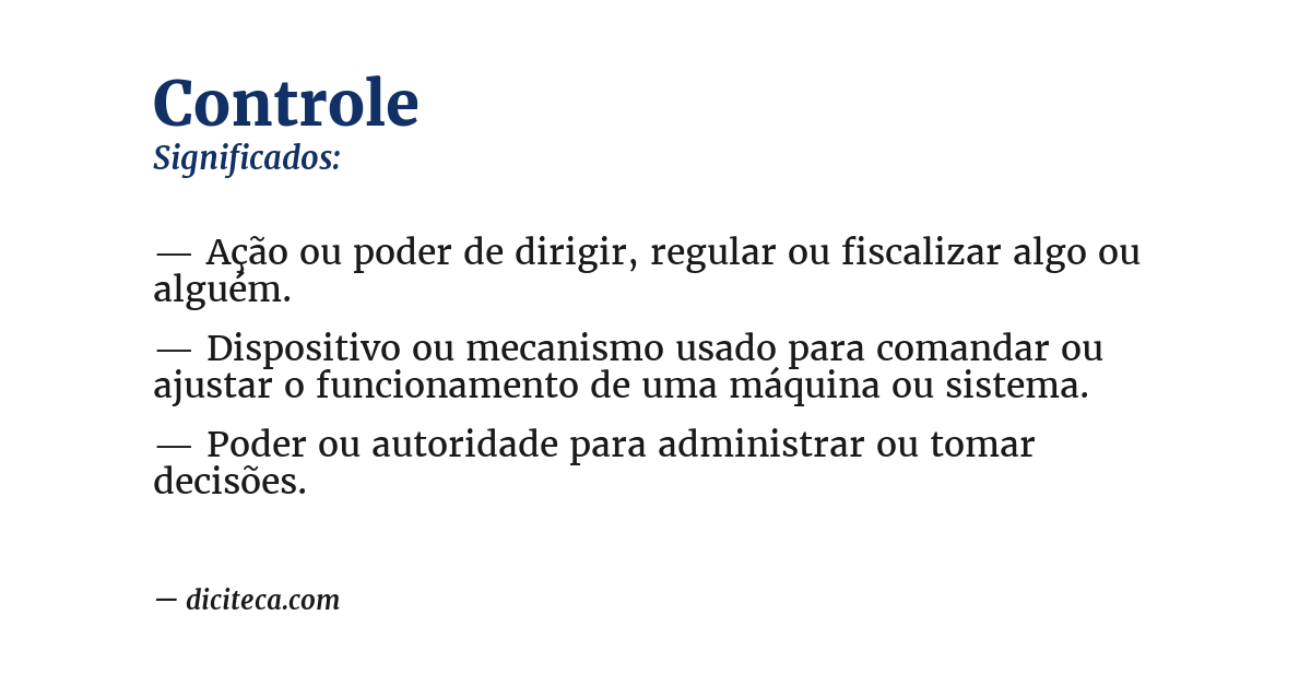 Significado de controle