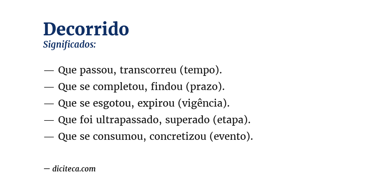 Significado de decorrido