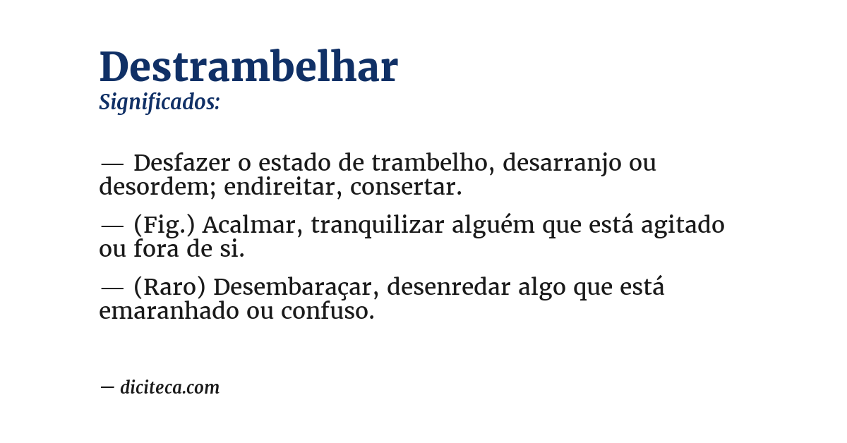 Significado de destrambelhar
