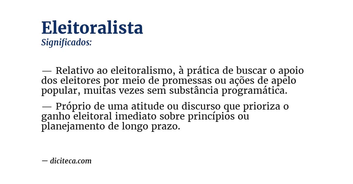 Significado de eleitoralista