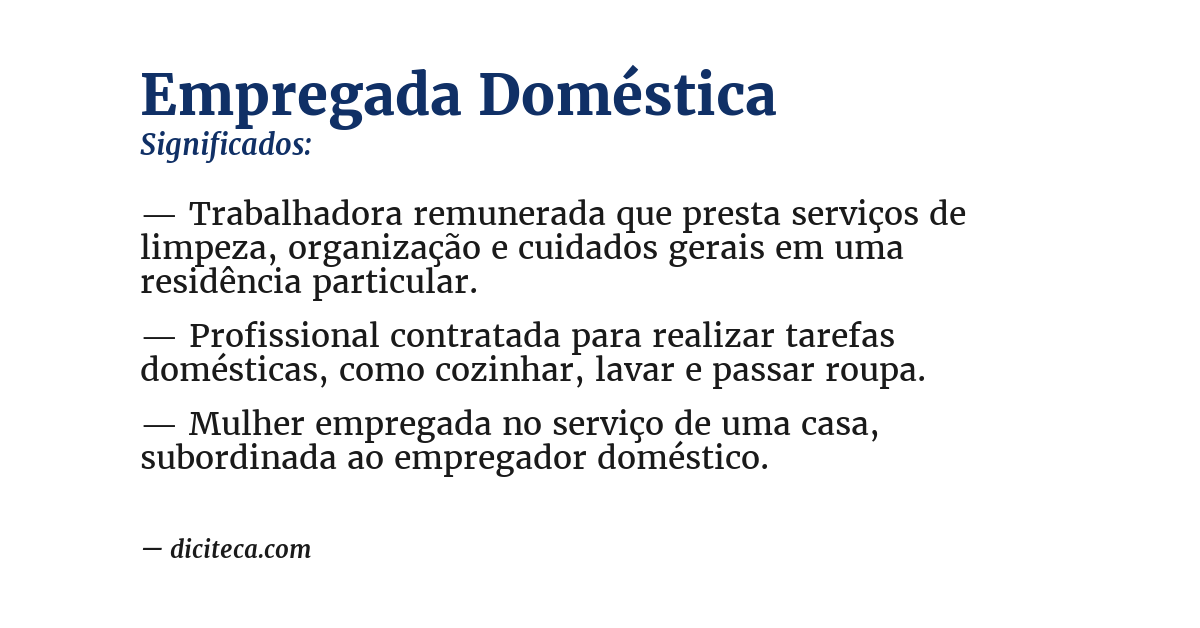 Significado de empregada doméstica