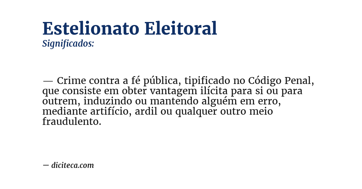 Significado de estelionato eleitoral
