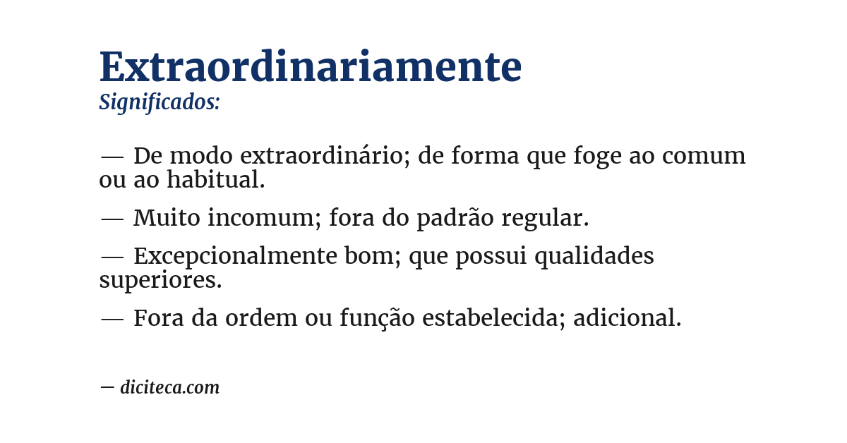 Significado de extraordinariamente