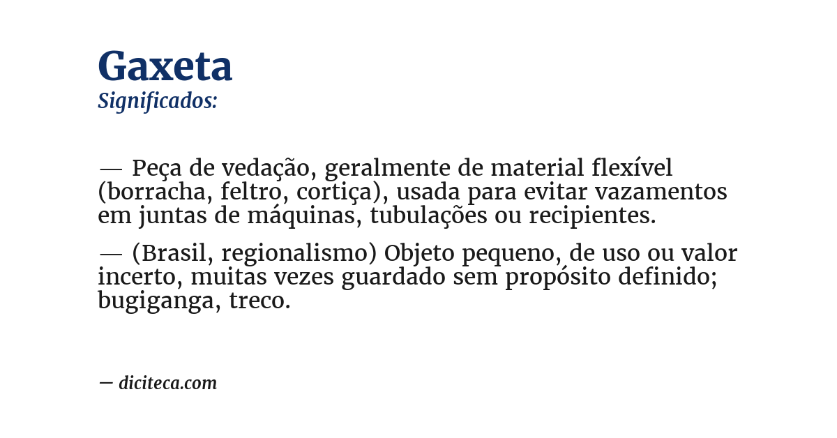 Significado de gaxeta