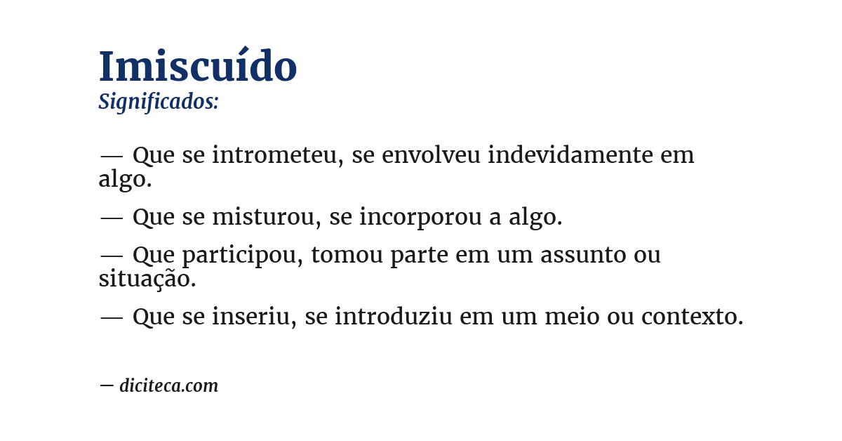 Significado de imiscuído