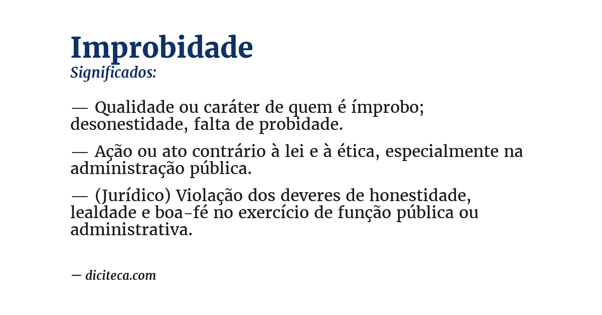 Significado de improbidade