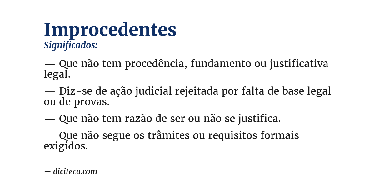 Significado de improcedentes