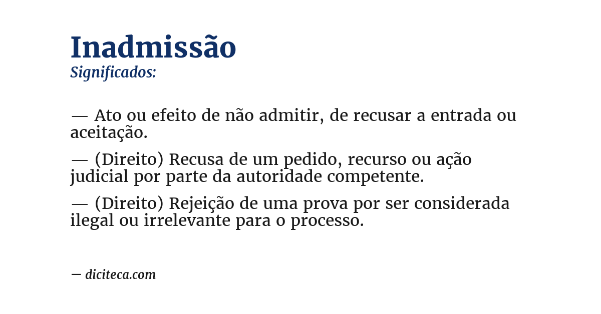 Significado de inadmissão