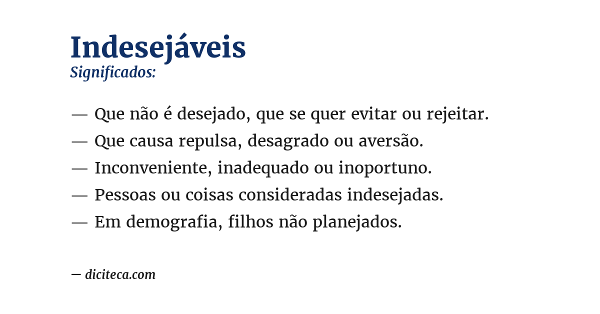 Significado de indesejáveis