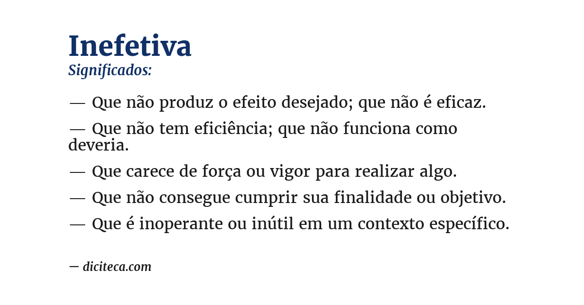 Significado de inefetiva
