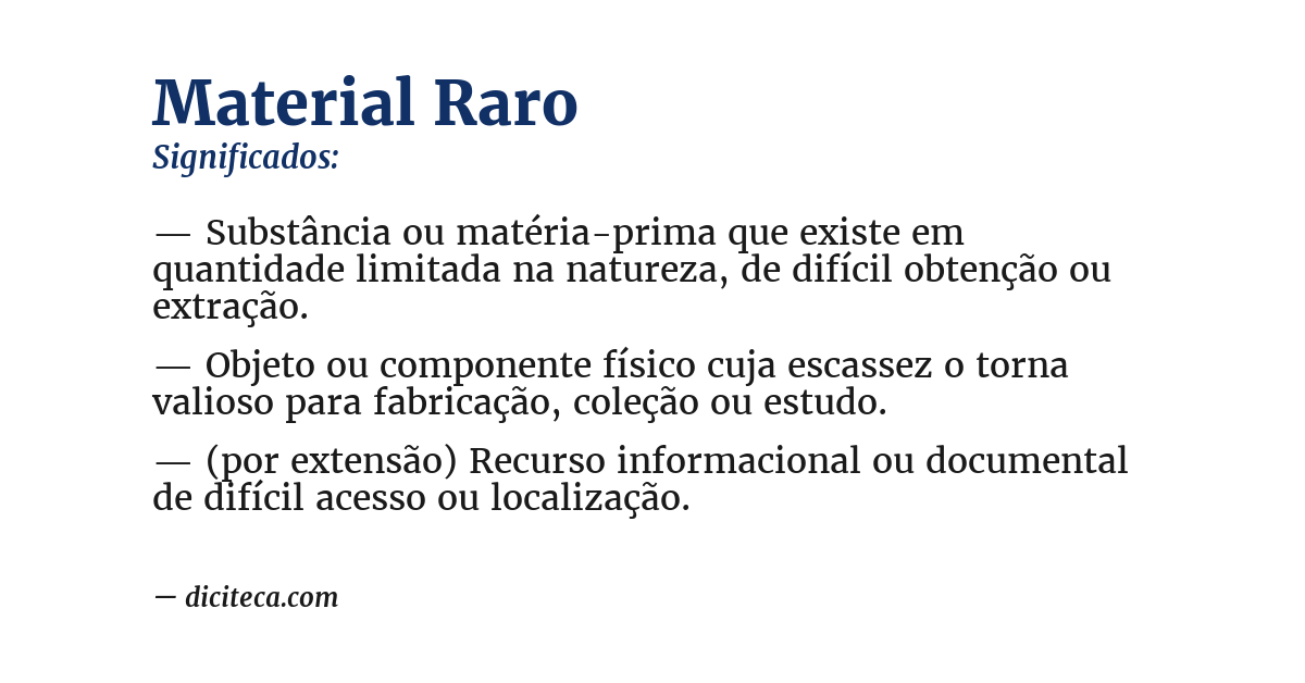 Significado de material raro