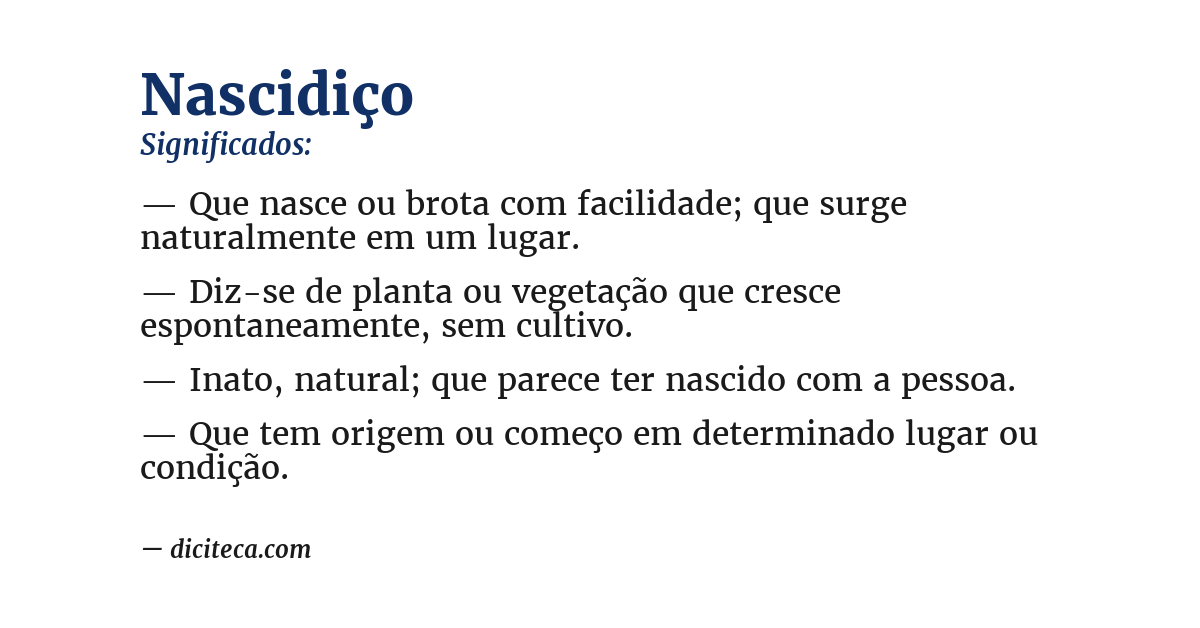 Significado de nascidiço