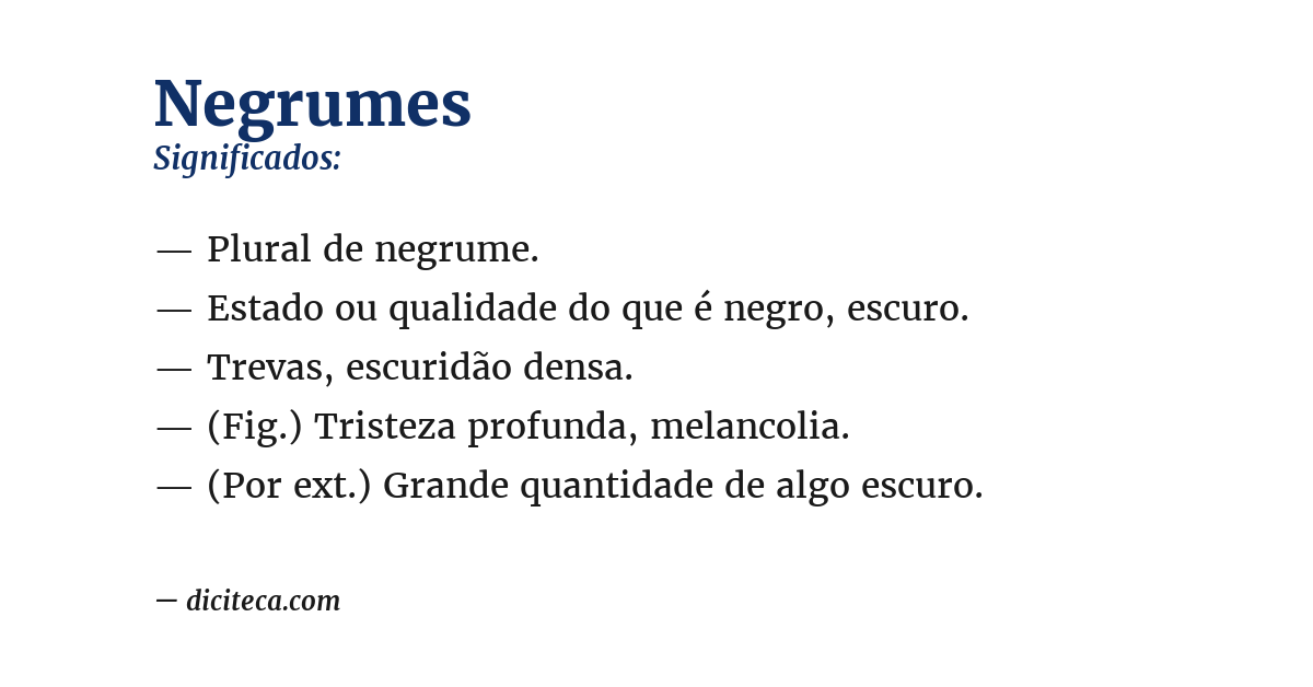 Significado de negrumes